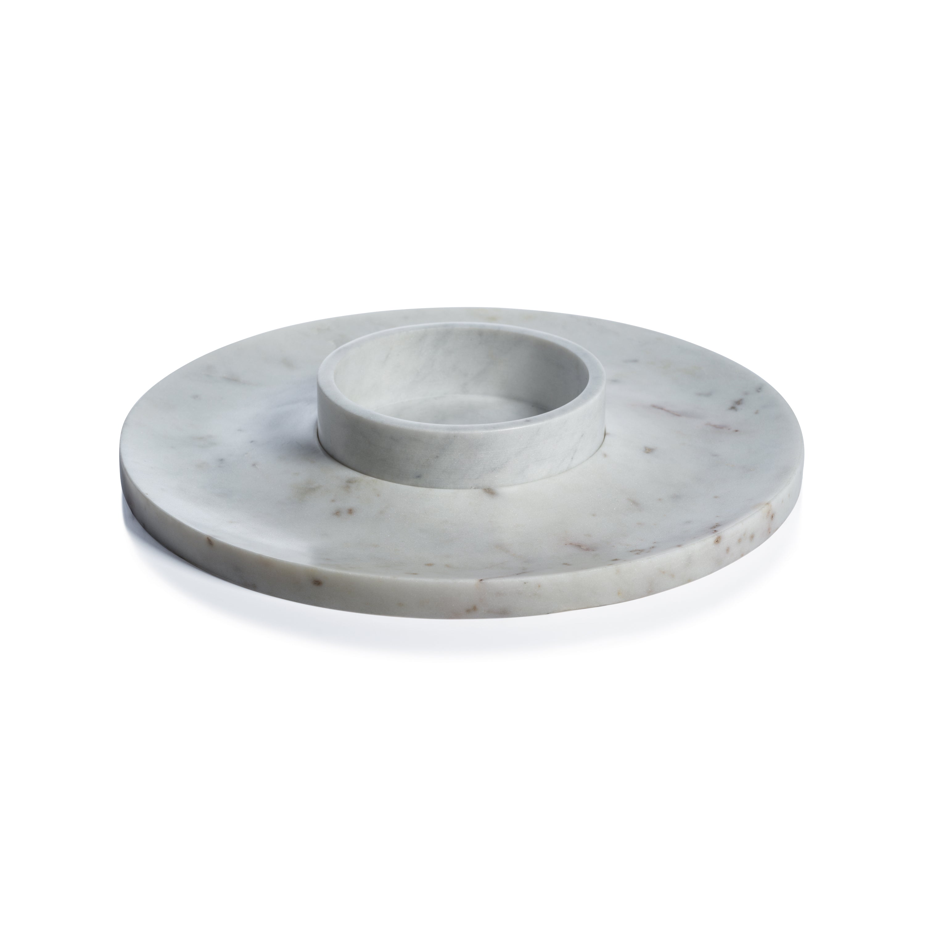 Medan White Marble Chip and Dip Server