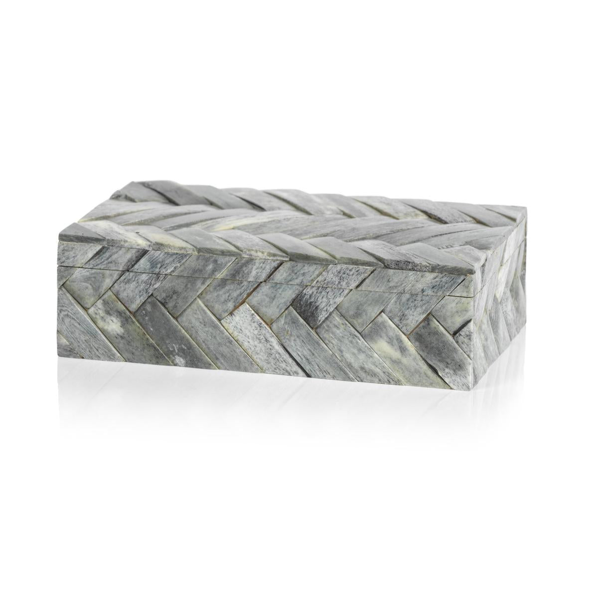 Mayfair Grey Bone Braided Decorative Box, Small