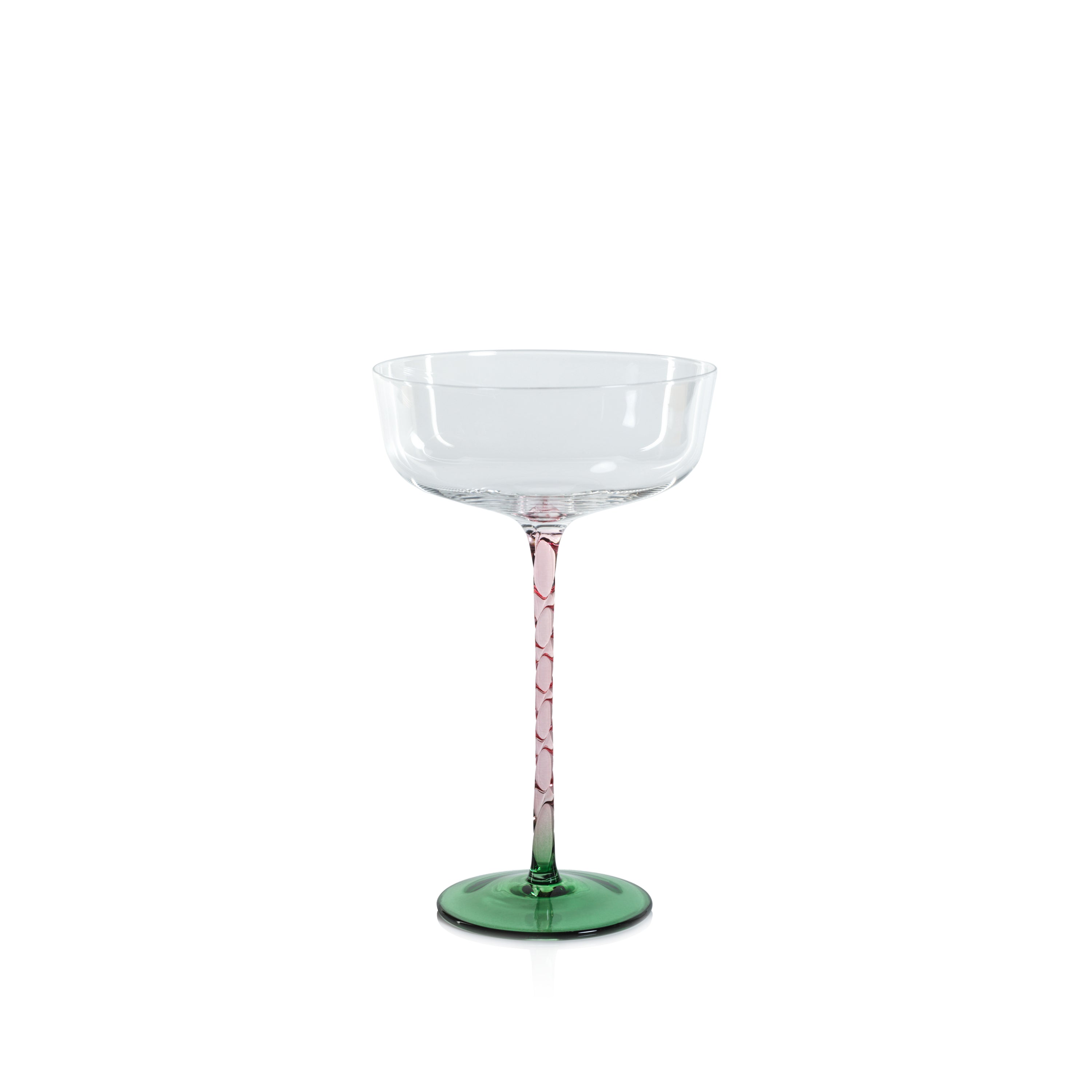 Sachi Green & Pink Cocktail / Martini Glasses, Set 4