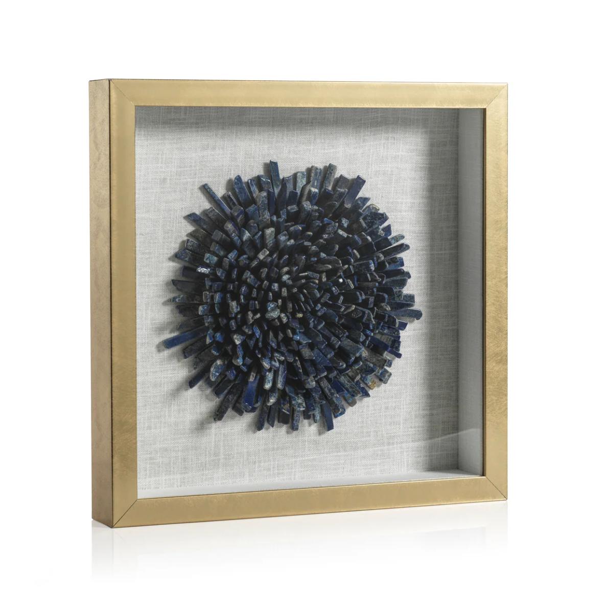 Gold Framed Blue Lapis Flower Artwork