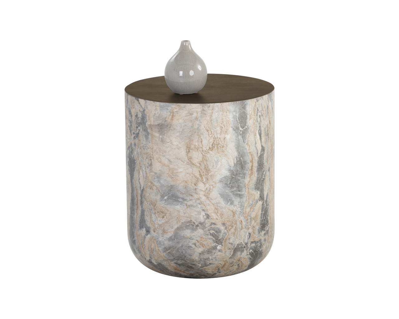 Diaz End Marble Look - Antique Brass Table