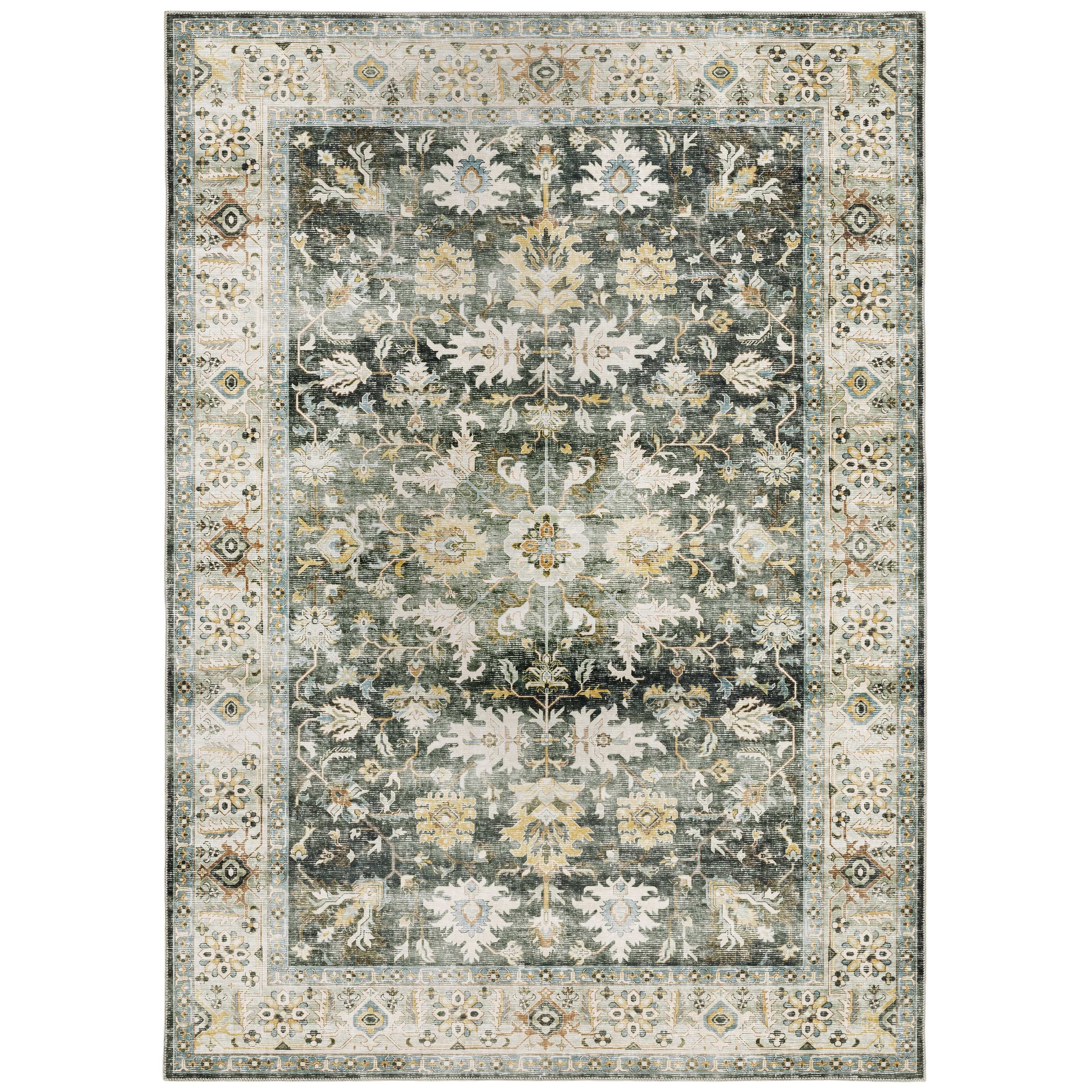 Charleston Charcoal & Gold Washable Rug