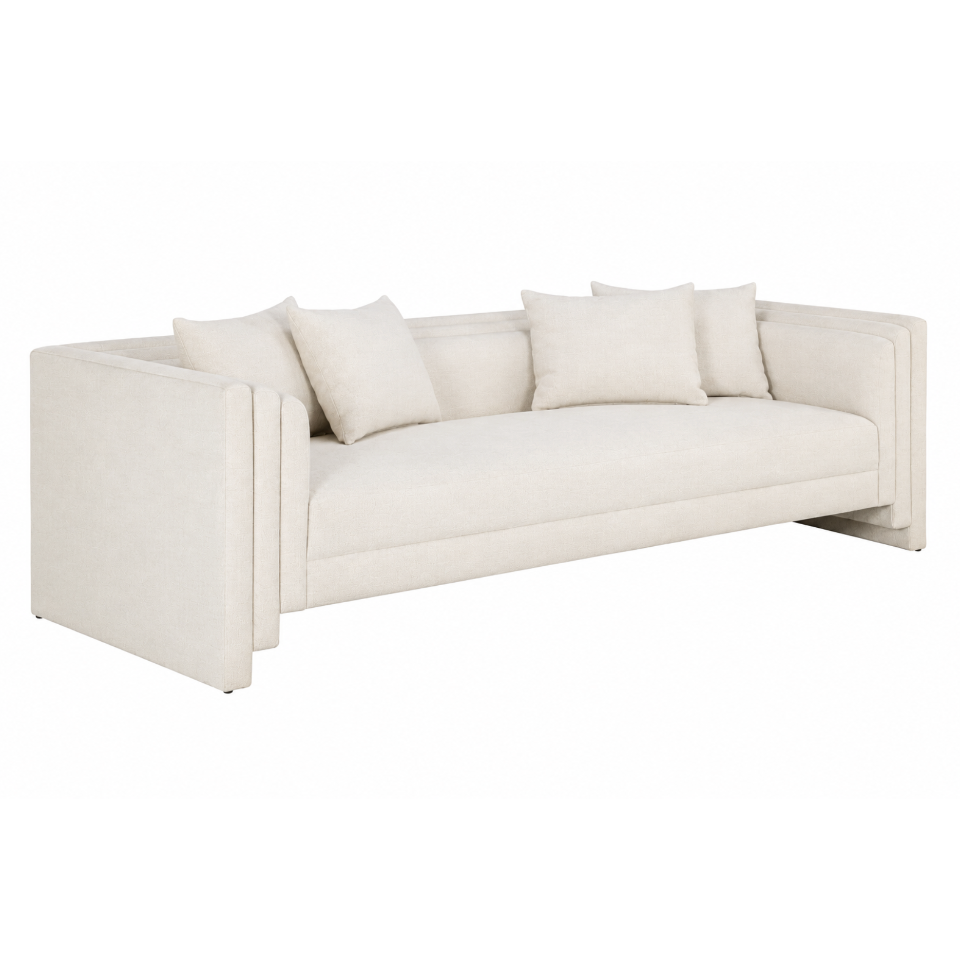 Kira 96" Modern Ivory Tweed Sofa – Sustainable Fabric