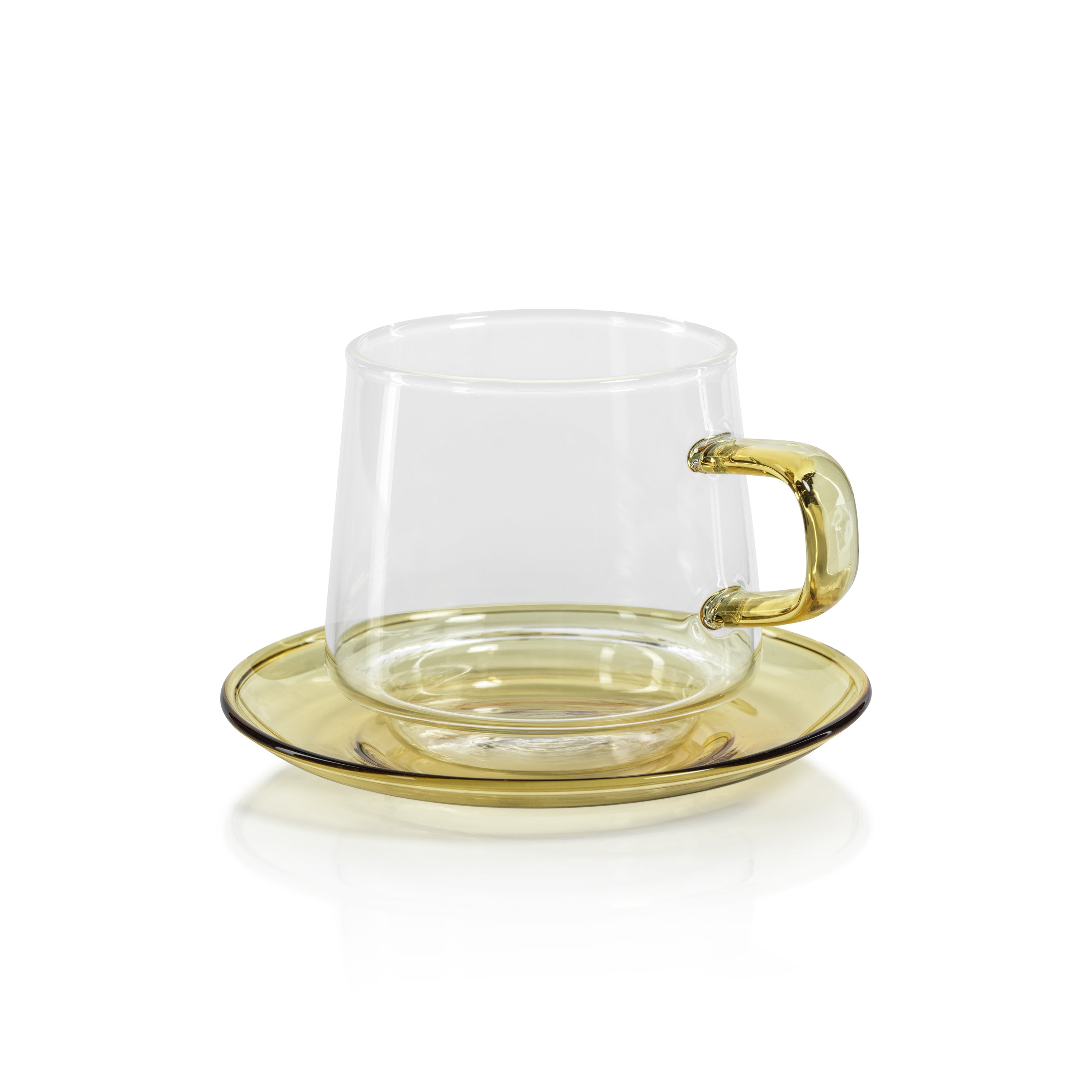 Bagliano Yellow Glass Tea & Coffee Cups & Saucers, Set of 4