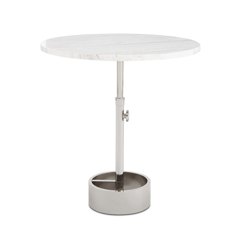 Myles Polished Nickel Large Marble Accent Table