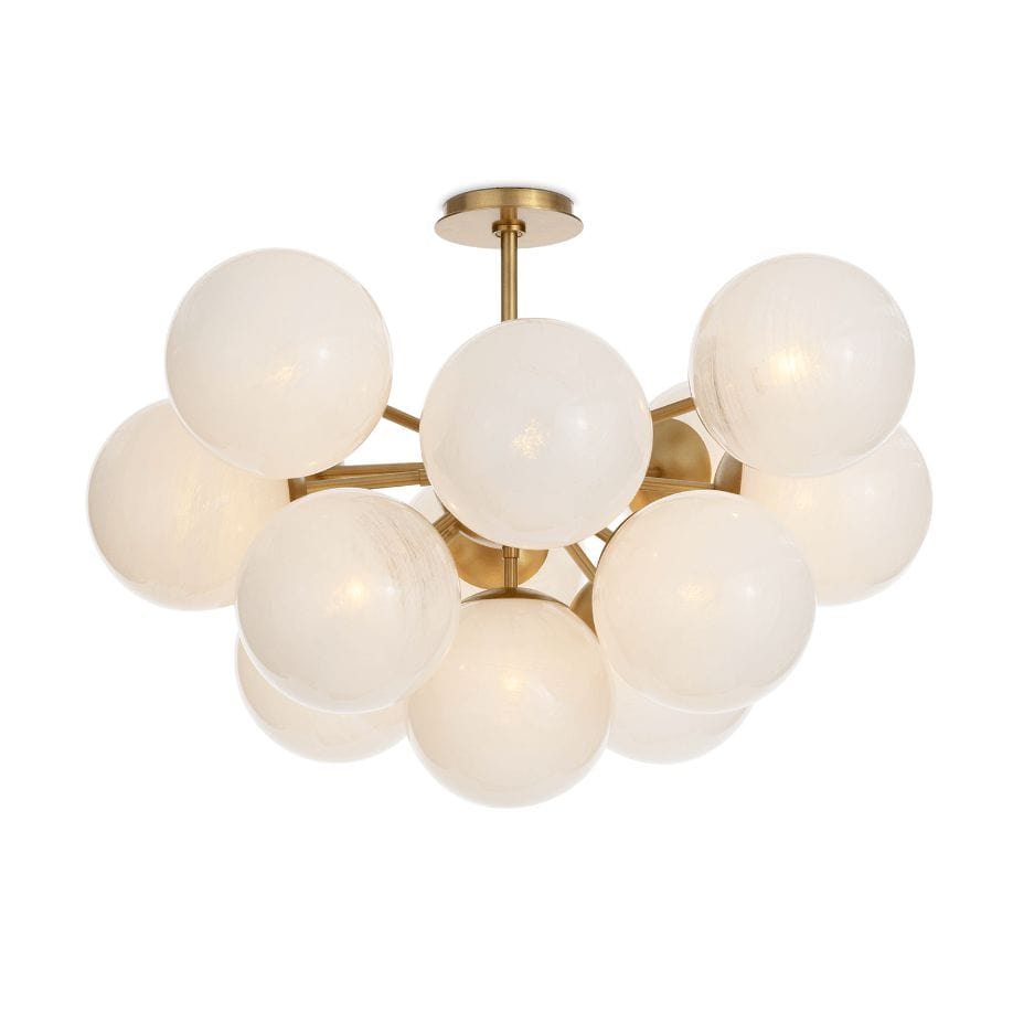 Shine Natural Brass Flush Mount with Swirl Glass