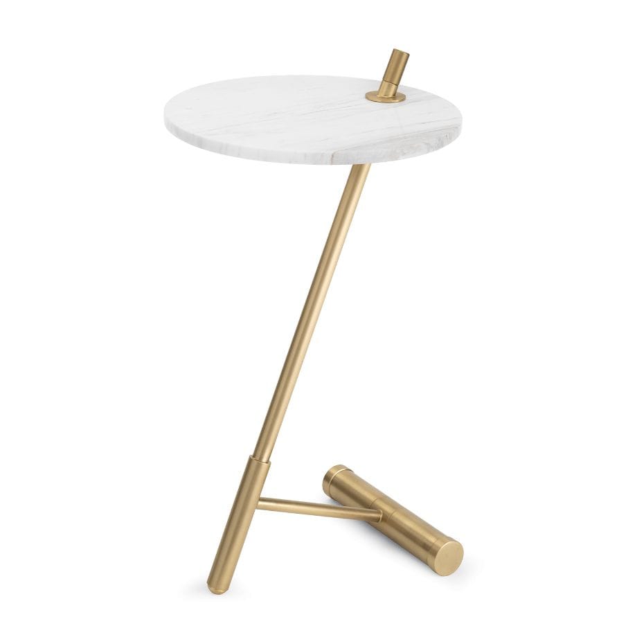 Spyder Natural Brass Marble Accent Table