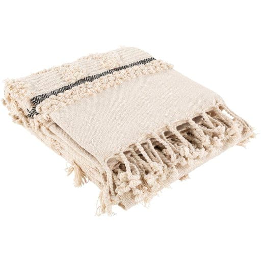 Vasant Ivory & Dark Blue Blanket