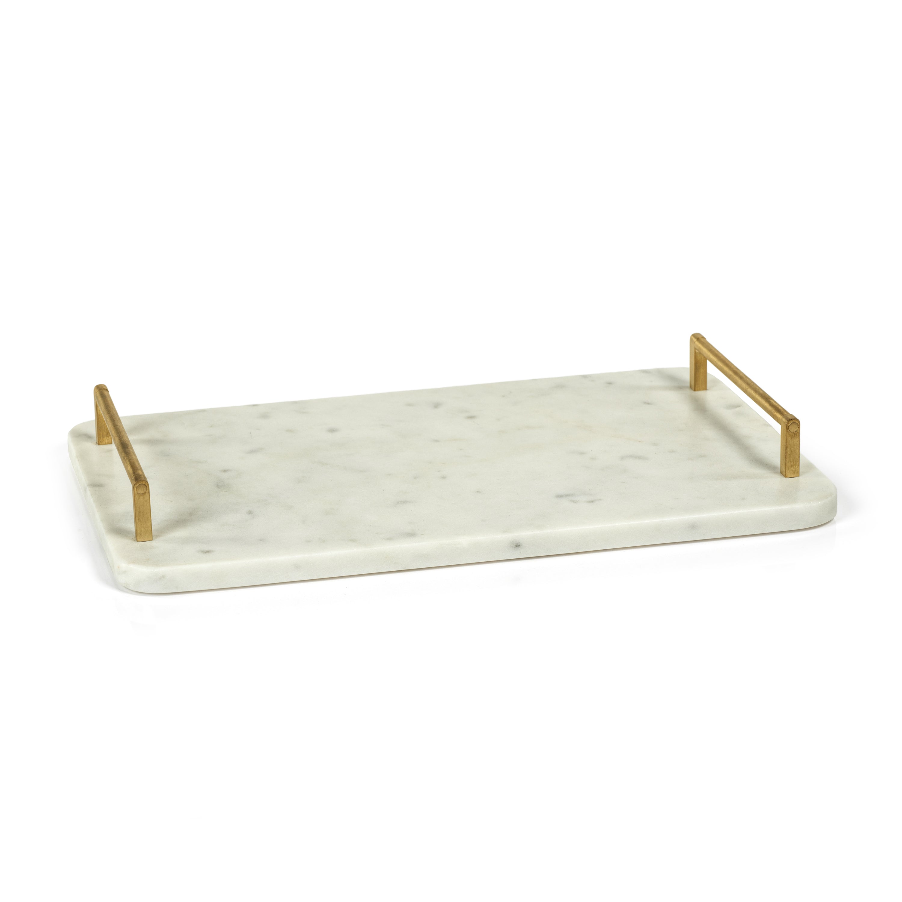 Andria Marble Tray Gold Metal Handles