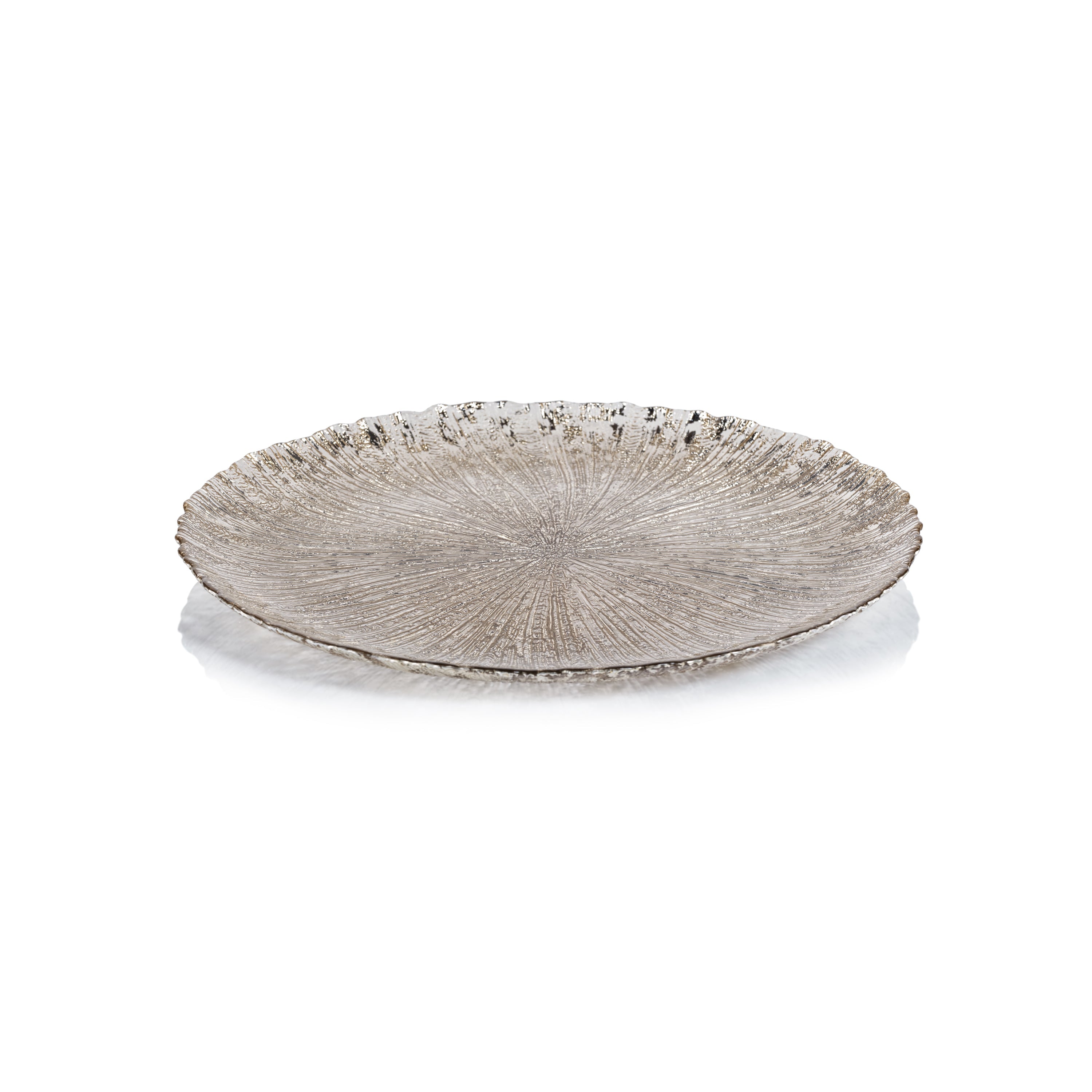 Luminara Golden Silver Fusion Glass Plate 13" Set 6