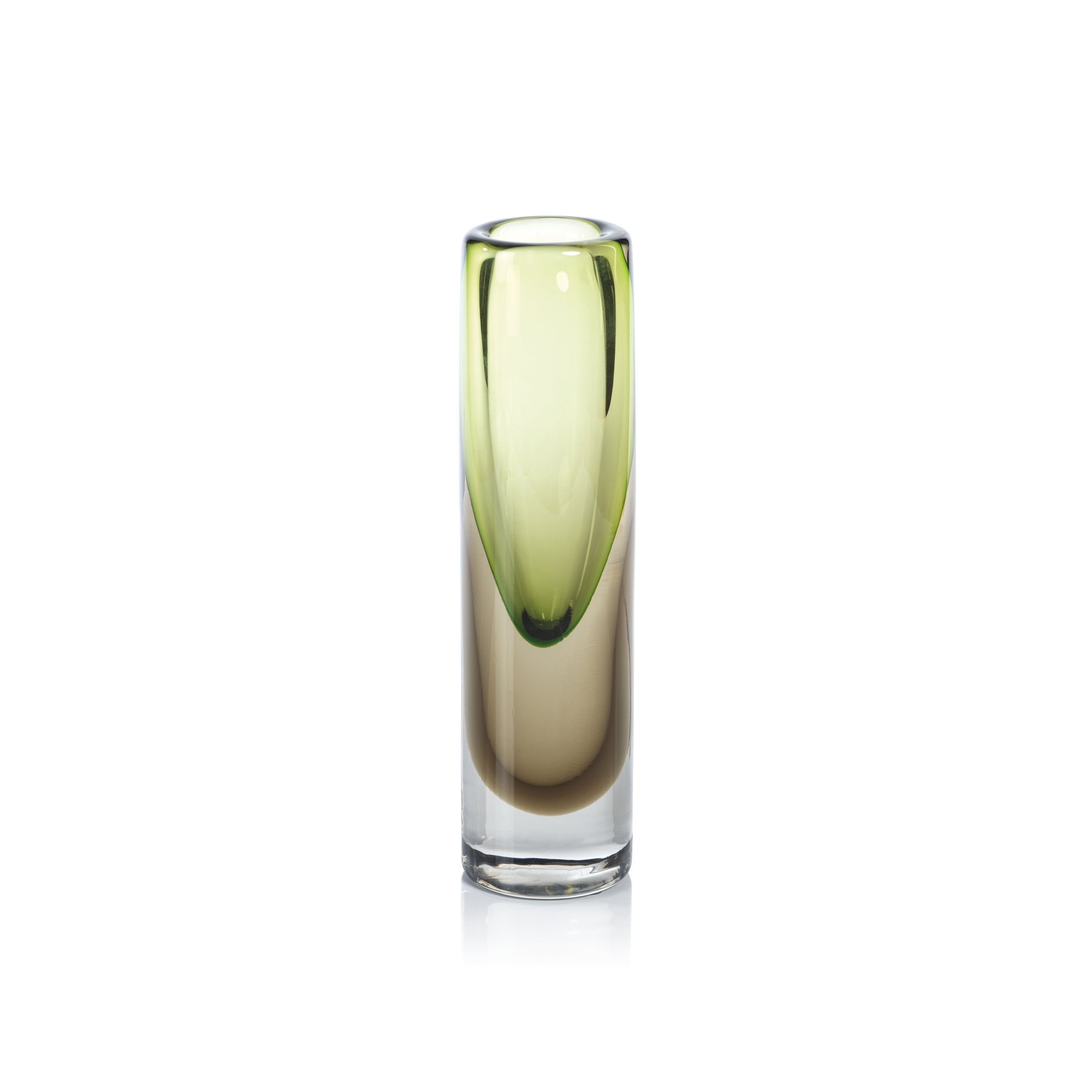 Luarca Amber & Green Artistry Cylinder Glass Vase