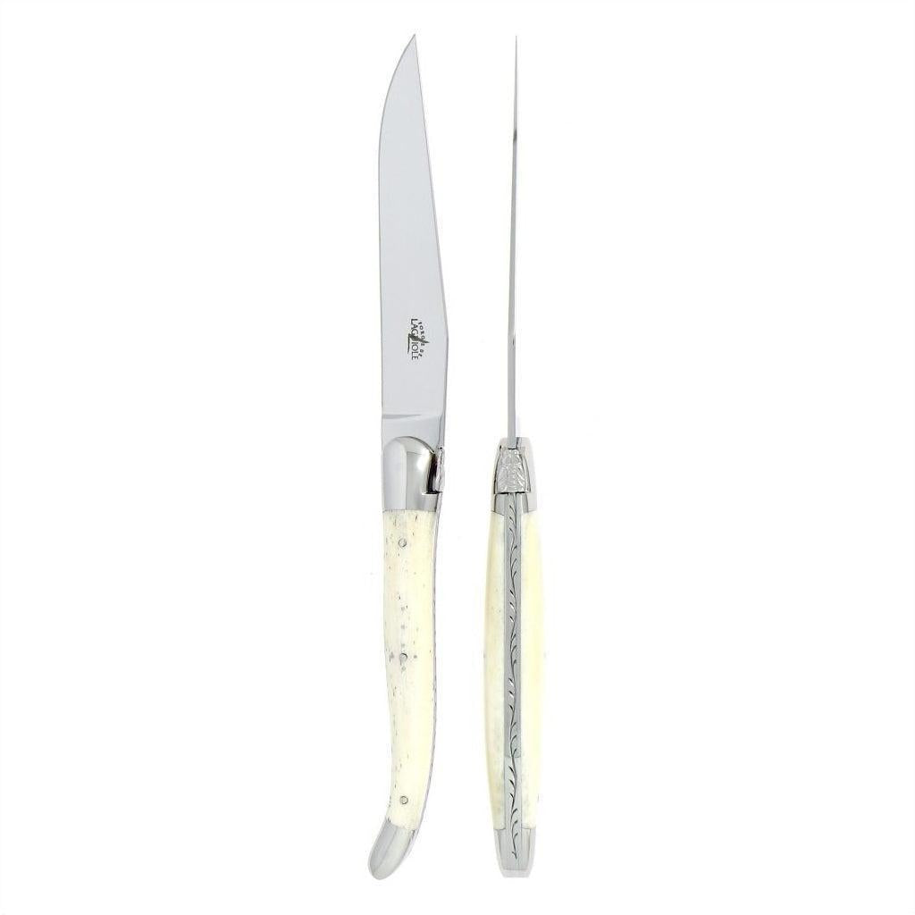 Forge de Laguiole 2 Piece Steak Knife Set Bone Handle