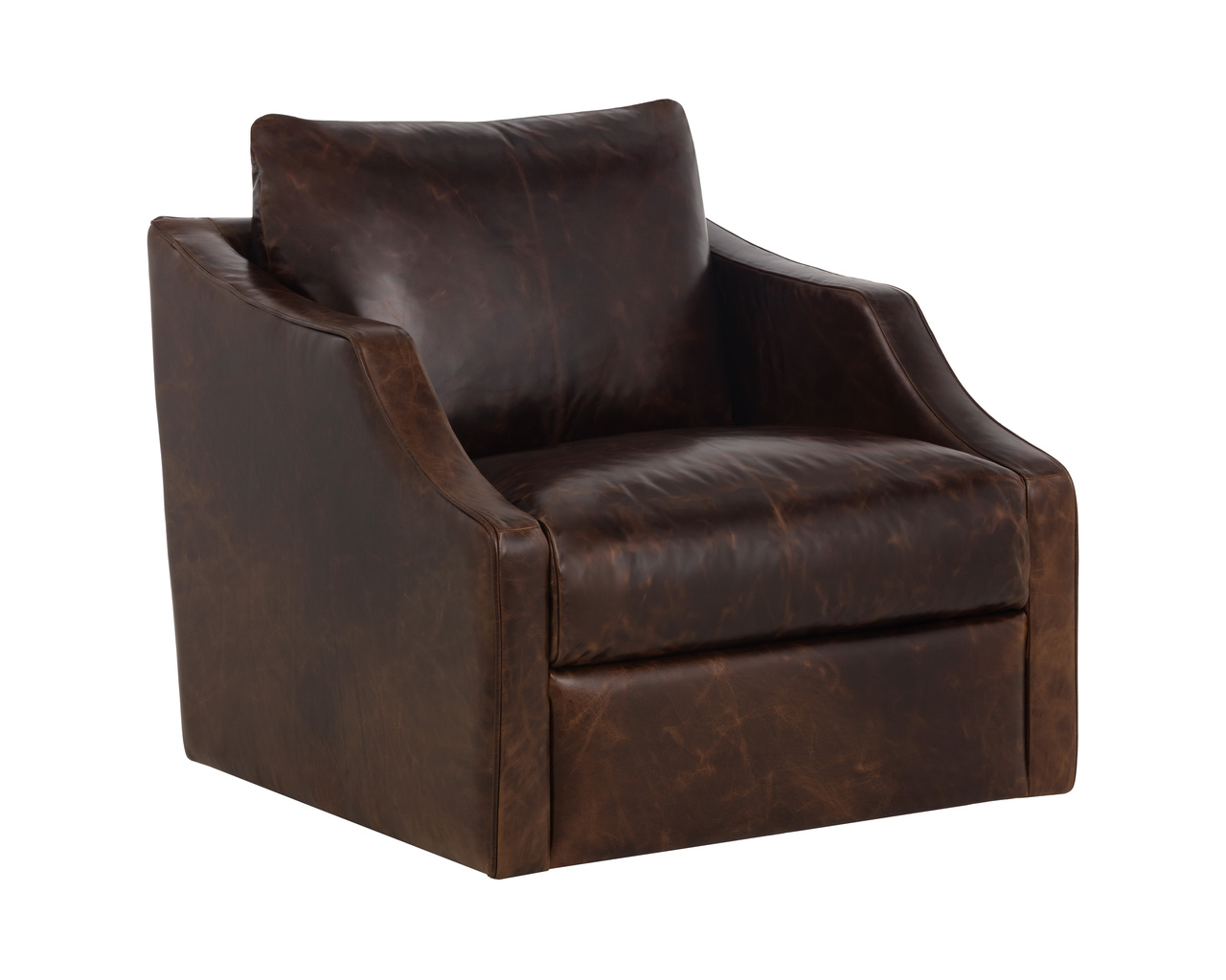 Orwell Swivel Chocolate Leather Lounge Chair
