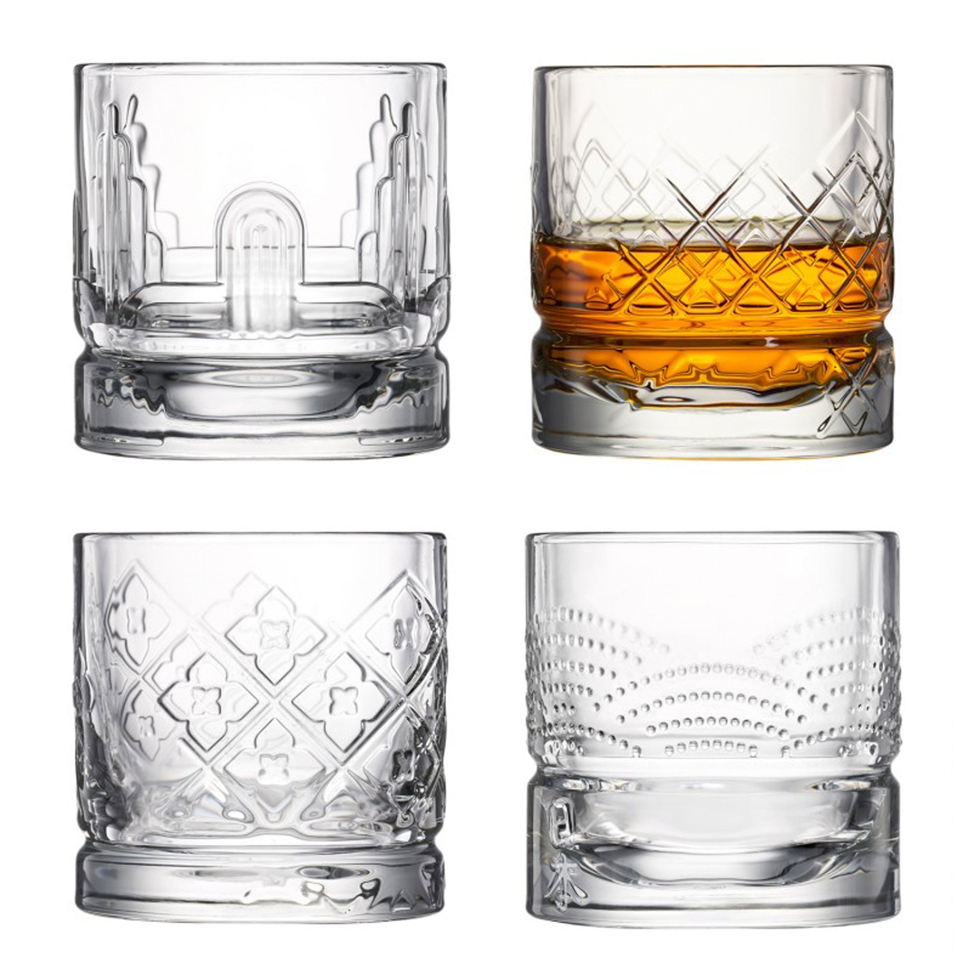 Dandy Assorted Clear Whiskey Glasses – Set of 4