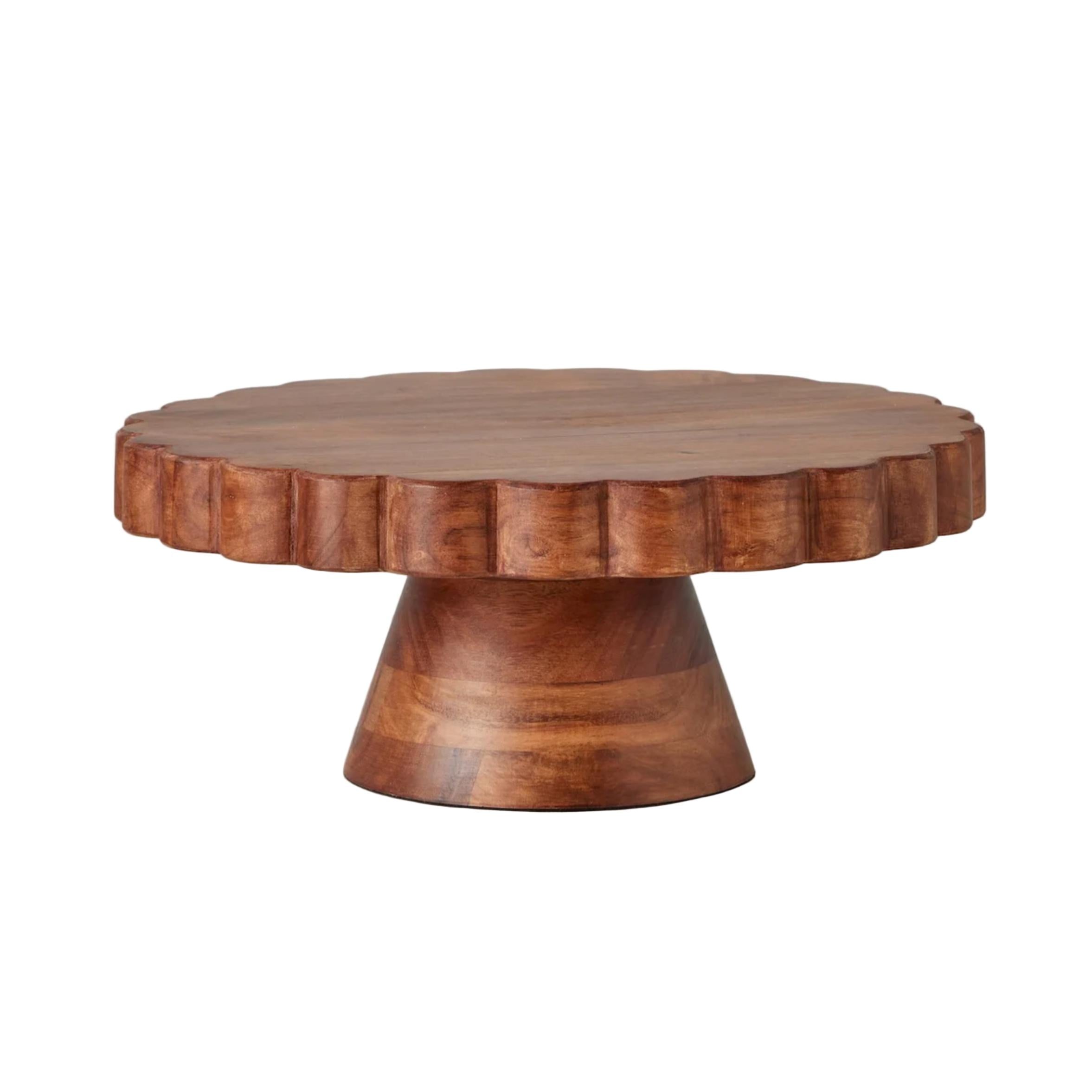 Acacia Wood Scalloped Cake Stand