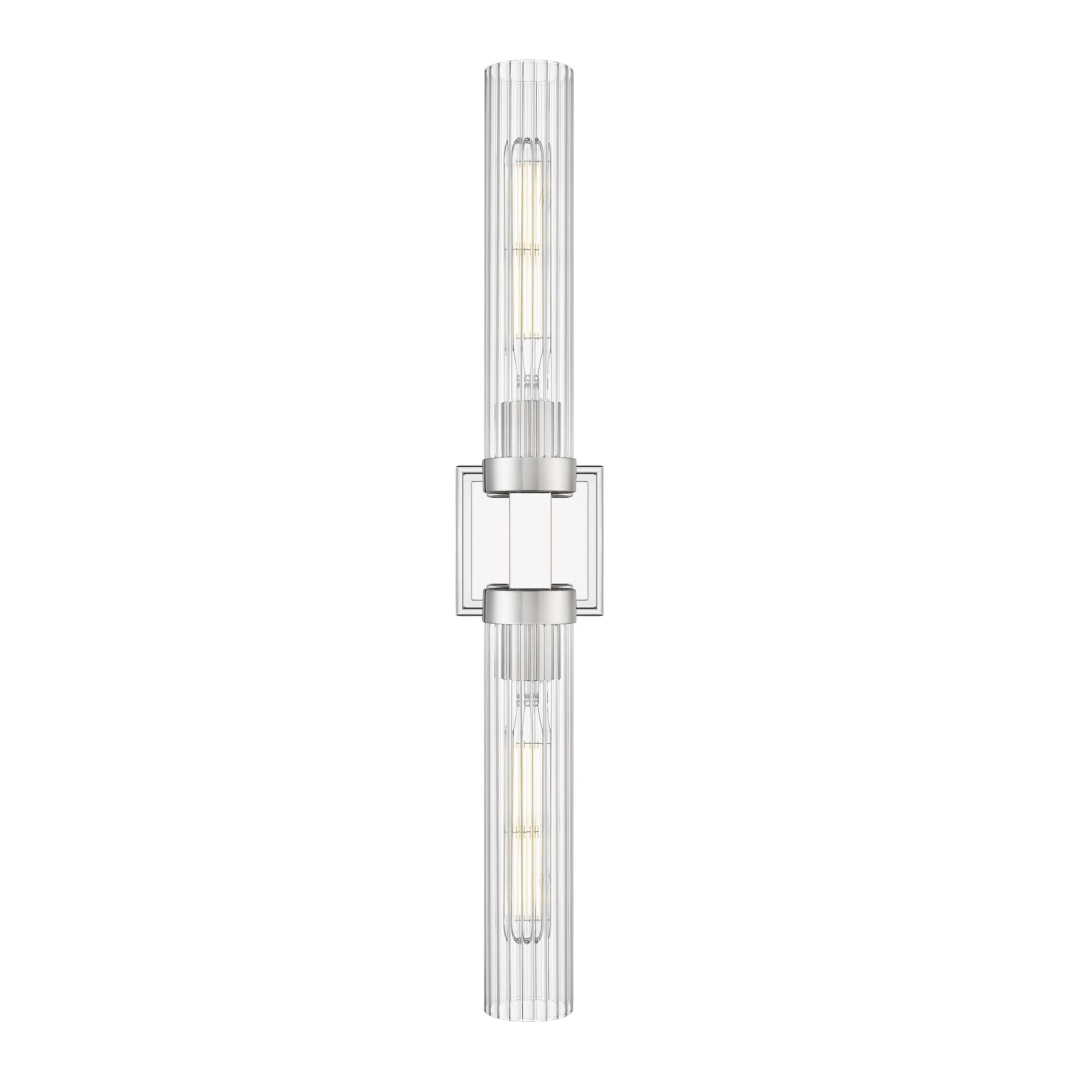 Polished Nickel Fluted Glass Wall Sconce