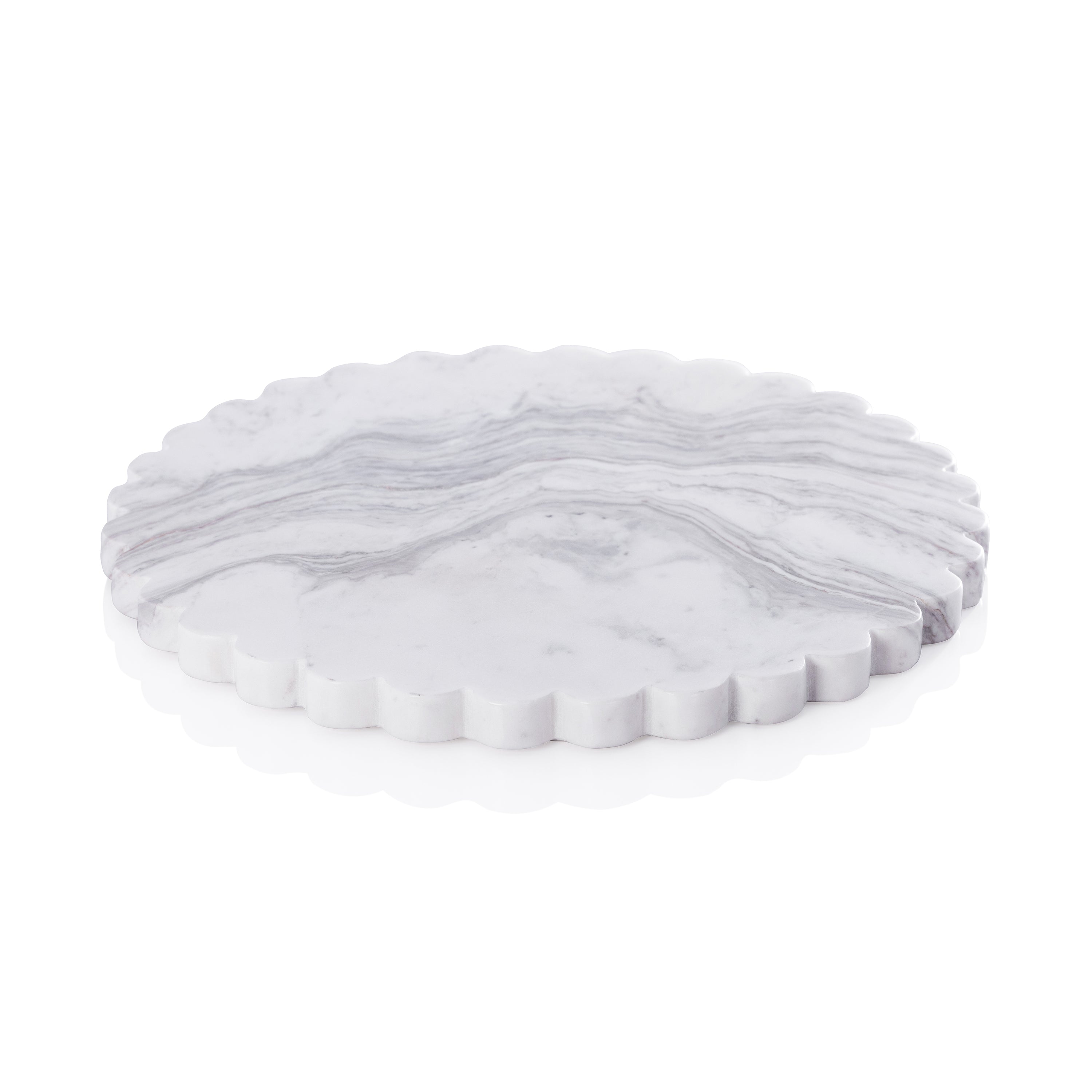 Round Scalloped Marble Serving Board