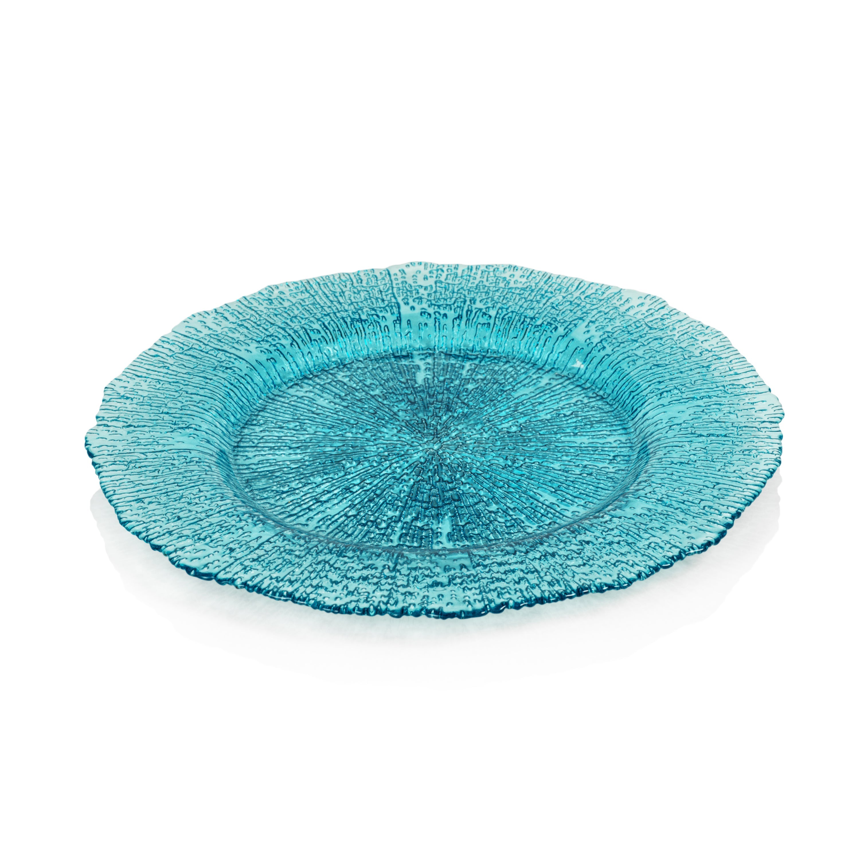 Exuma Aqua Blue Glass Charger Plates, Set of 6