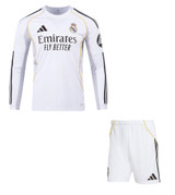 25/26  Real Madrid Long Sleeve Home Kids Kit with free name and number