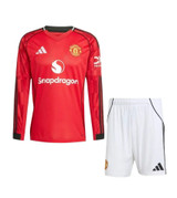 25/26  United Long Sleeve Home Kids Kit with free name and number