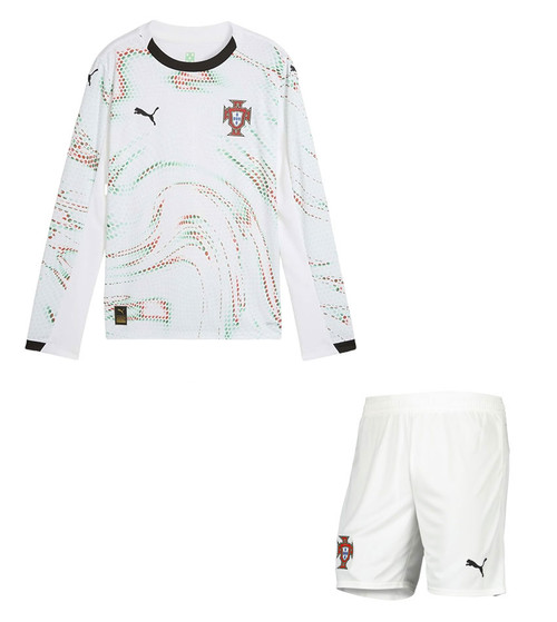  2025 Portugal Away Long sleeve Kids Kit with free name and number