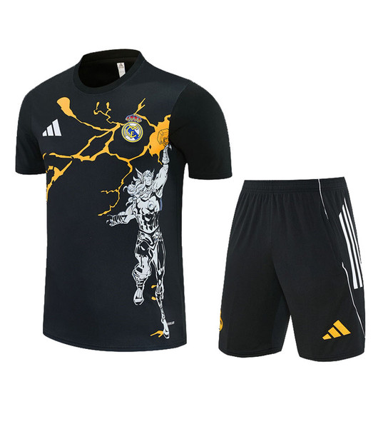 Limited edition Real Madrid Marvel Avengers Blk/Gold Kids Kit with free name and number