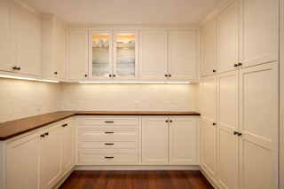 custom built ins white shaker butlers pantry cabinets