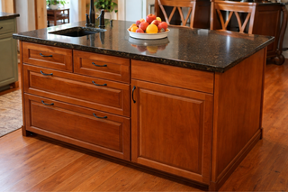 Custom kitchen island in cherry wood for tradesman Will real life customer project with classic wood tone cabinetry