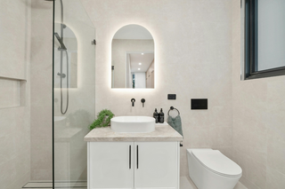 Custom kitchen vanities inspiration minimal white floating vanity with modern clean lines