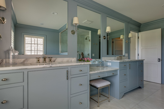 Custom kitchen vanities inspiration soft blue double sink vanity classic bathroom design