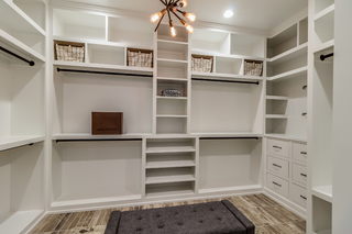 custom built ins wardrobe with slab drawer fronts and adjustable shelving