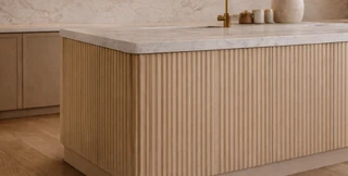 Reeded cabinet doors modern kitchen