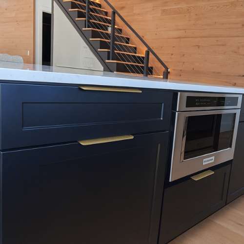 Mary J's satin black thermofoil shaker cabinet doors