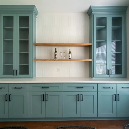 Ruby S's unfinished shaker cabinet doors with MDF panel paintable hardwood frame and unfinished shaker open for glass