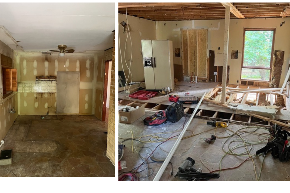 Before photo of custom kitchen cabinets project by contractor Kata Walters prior to Modern Turino door installation