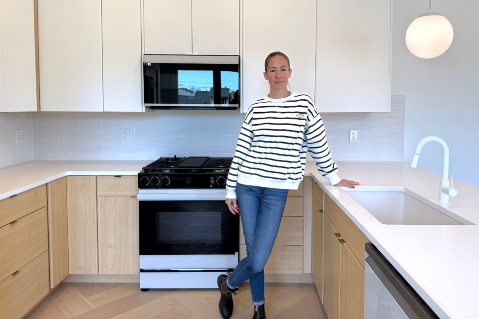 Custom built-in real life project showing Modern Turino slab cabinetry layout and minimalist details