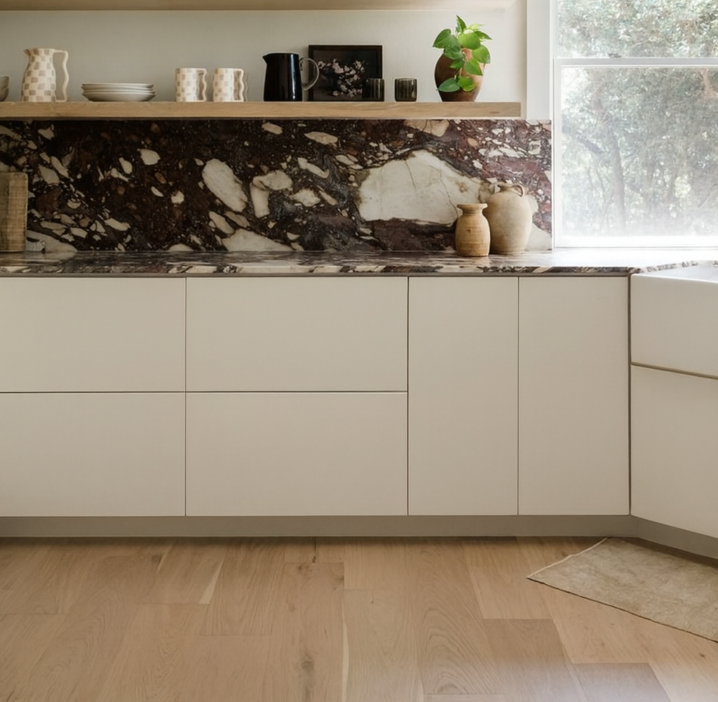 Classic Shaker in white oak — modern frameless kitchen
