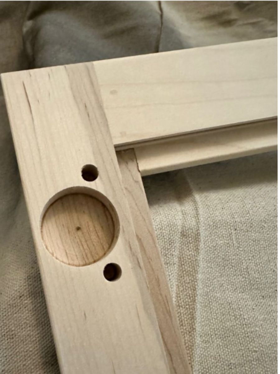 Custom built ins coffee nook detail featuring shaker cabinet doors and updated hardware