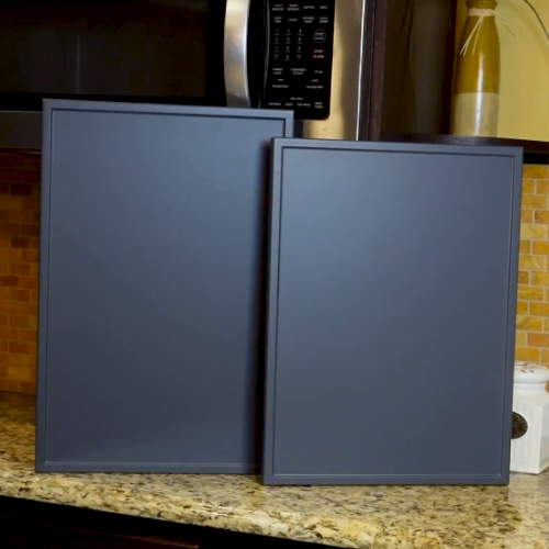 Modern slim shaker kitchen cabinets with Shaker Slim cabinet doors in Midnight SuperMatte