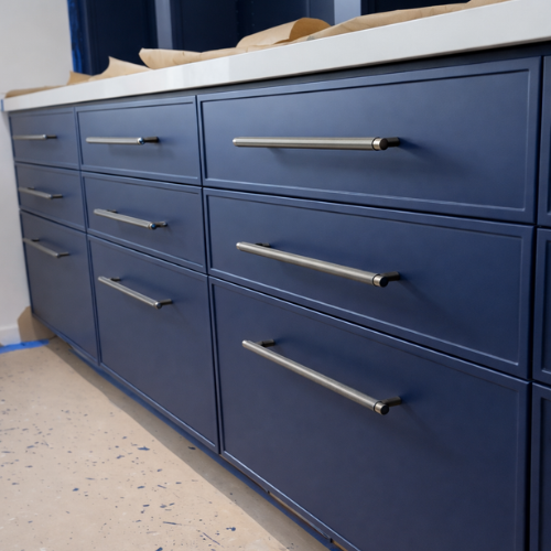 Shaker Slim cabinet doors in a real kitchen featuring Midnight SuperMatte thermofoil finish