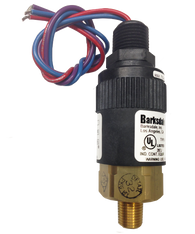 Barksdale Series 96211 Compact Pressure Switch, 2.5 to 15 PSI, 96211-BB1SS-T4-W48