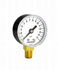 Ashcroft Type 1005 Commercial Pressure Gauge 0-15 PSI 20-W-1005-H-02L-15#