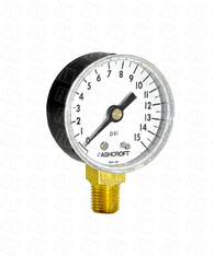 Ashcroft Type 1005 Commercial Pressure Gauge 0-15 PSI 25-W-1005-H-02L-15#