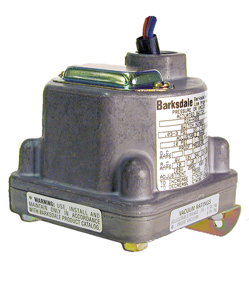 Barksdale Series D1H Diaphragm Pressure Switch, Housed, Single Setpoint, 0.4 to 18 PSI, D1H-H18SS-P2