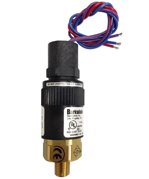 Barksdale Series 96201 Compact Pressure Switch, 360 to 1700 PSI, 96201-BB2SS-T5-V