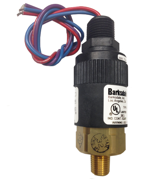 Barksdale Series 96201 Compact Pressure Switch, 360 to 1700 PSI, 96201-BB2-T4-W60