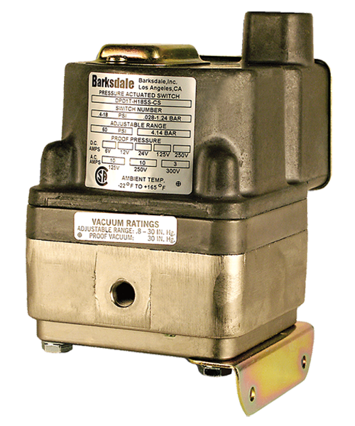 Barksdale Series DPD1T Diaphragm Differential Pressure Switch, Housed, Single Setpoint, 0.4 to 18 PSI, DPD1T-B18SS