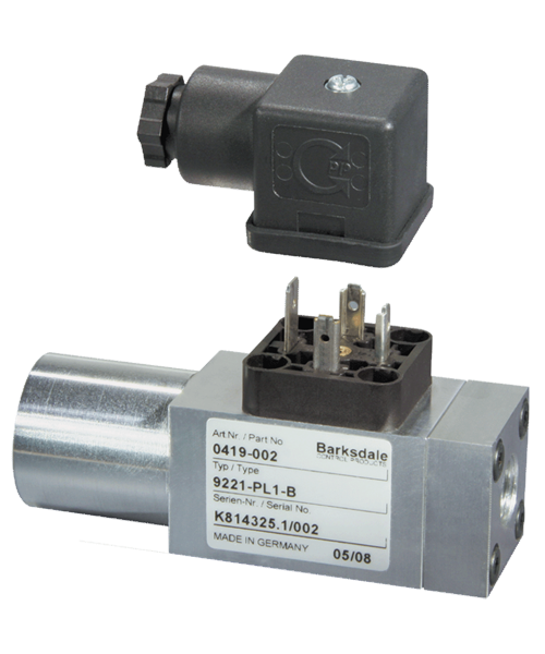 Barksdale Series 9000 Compact Pressure Switch, Single Setpoint, 220 to 2900 PSI, 92B1TV