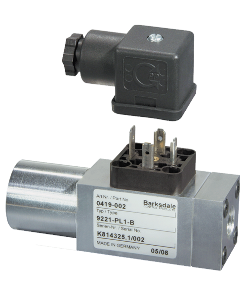 Barksdale Series 9000 Compact Pressure Switch, Single Setpoint, 510 to 5800 PSI, 9AC1TV