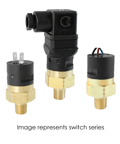 Barksdale Series CSP Compact Pressure Switch, Single Setpoint, 71 PSI Rising Factory Preset CSP2-12-34B-71R